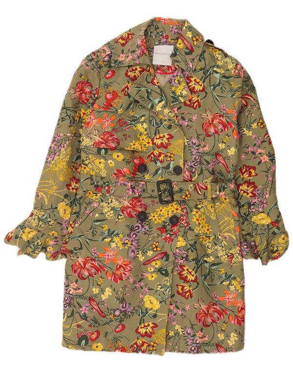 Rino & Pelle Trench Coat til kvinder EU 40 Medium Khaki Blomsterbomuld