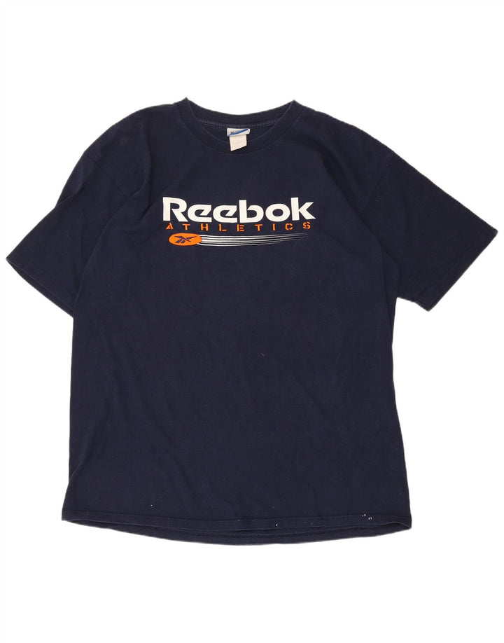 Reebok Herre Grafisk T-Shirt Top Stor Marineblå