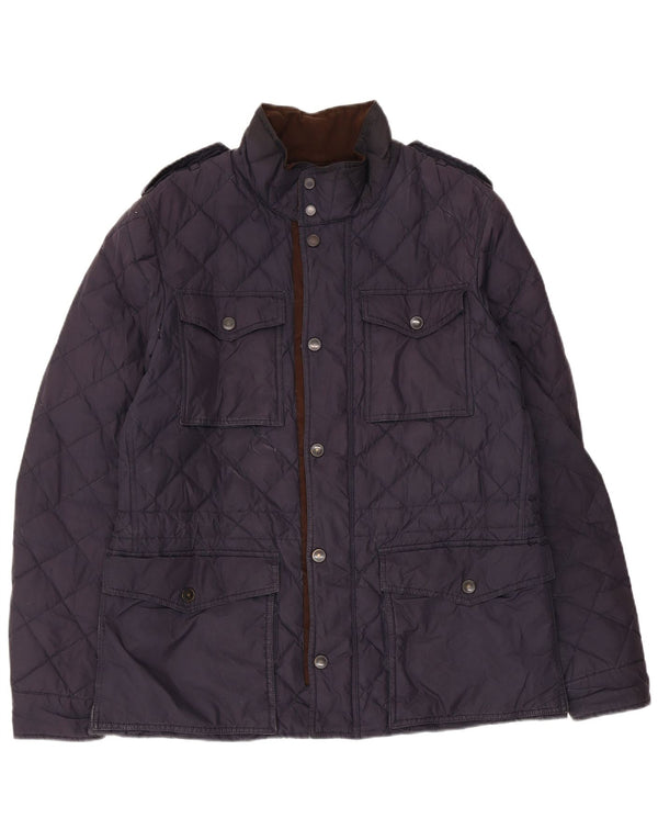 Henry Cottons Herre Militær vatteret jakke IT 50 Large Navy Blue