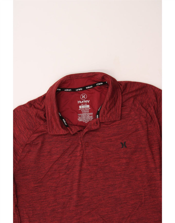 HURLEY Mens Polo Shirt Large Red Flecked Polyester Vintage Hurley and Second-Hand Hurley from Messina Hembry 
