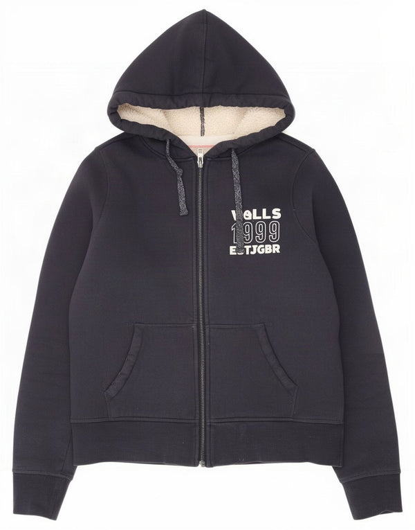 Jack Wills Dame Grafisk Hættetrøje Sweater UK 12 Medium Navy Blue