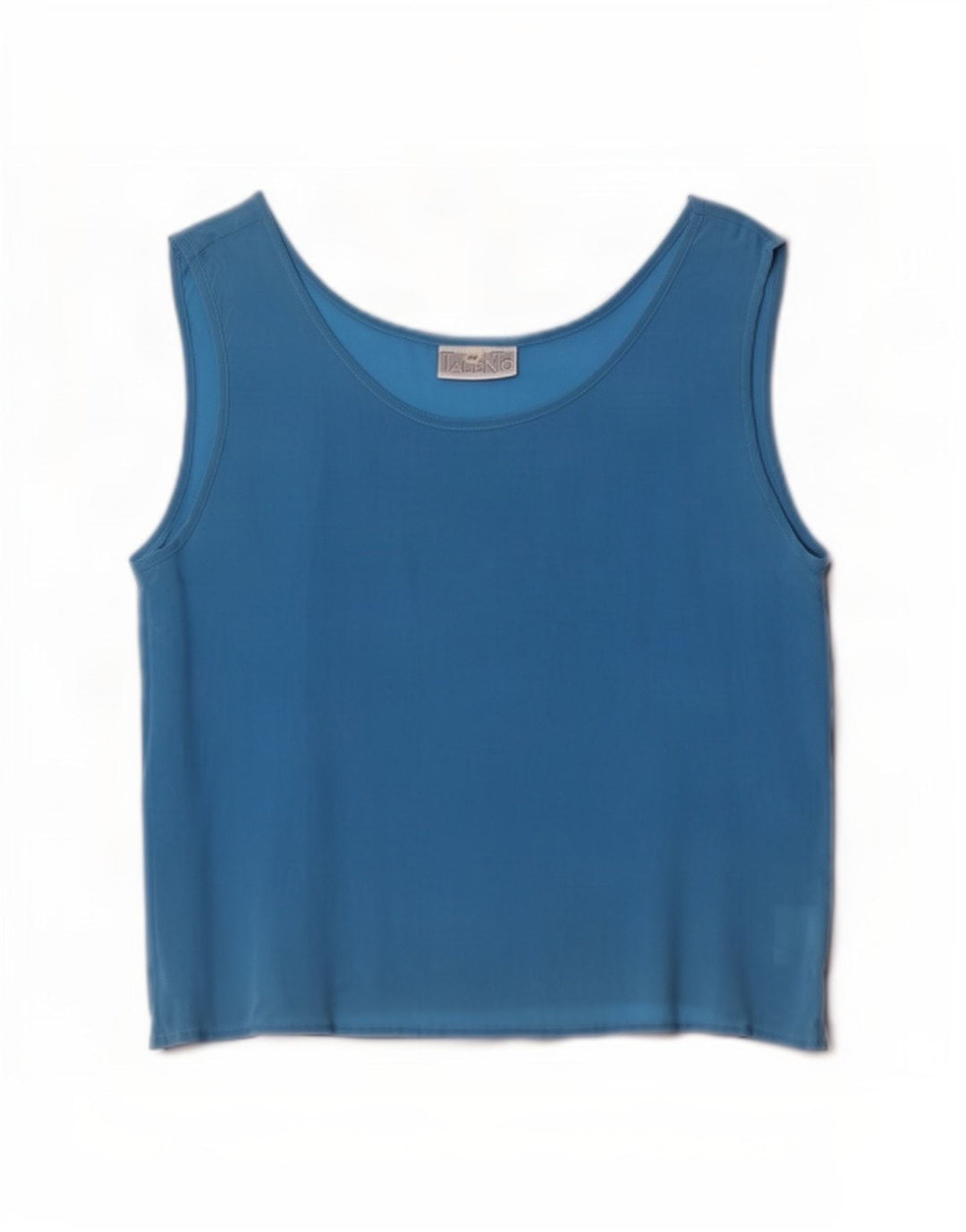 Vintage ærmeløs bluse til kvinder IT 44 Medium Blue Silk