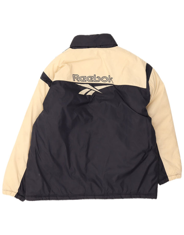 Reebok Herre Graphic Windbreaker Jacket UK 42 XL Navy Blue Colourblock