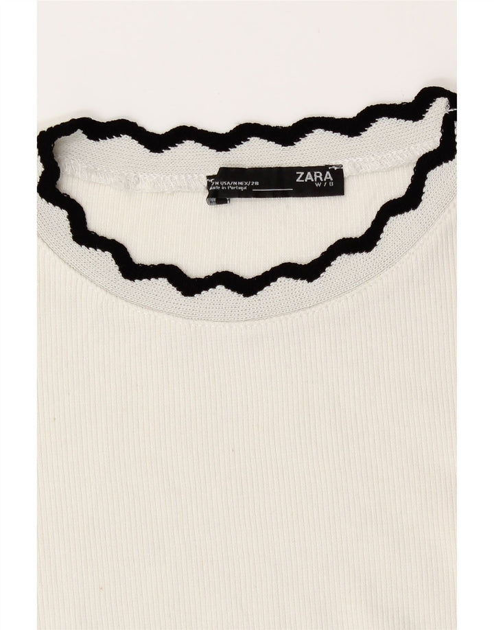 Zara Dame Crop Top Langærmet UK 12 Medium White