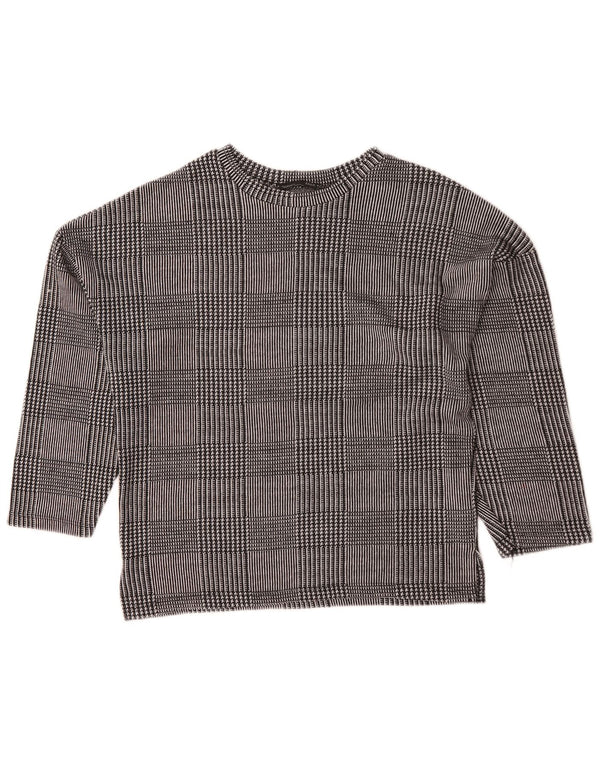 Zara Dame Oversized Crew Neck Jumper Sweater UK 10 Small Grey Check