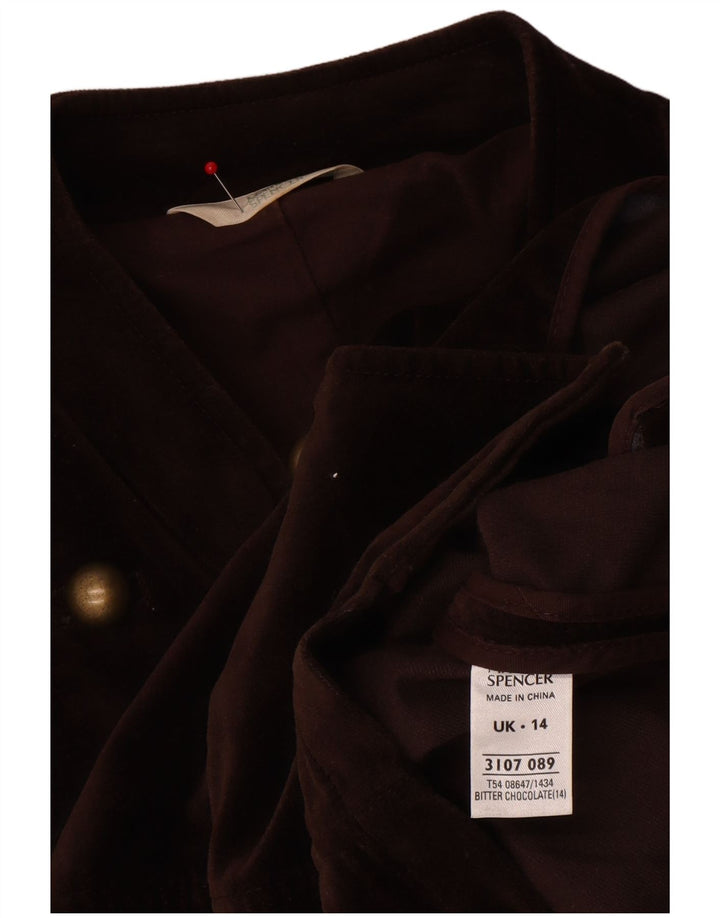 Marks & Spencer Dame 5 Button Velvet Blazer Jacket UK 14 Medium Brown