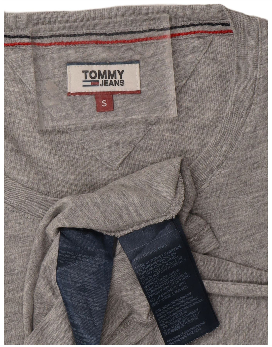 TOMMY HILFIGER Kvinder Oversized grafisk T-shirt Top UK 10 Lille Grå