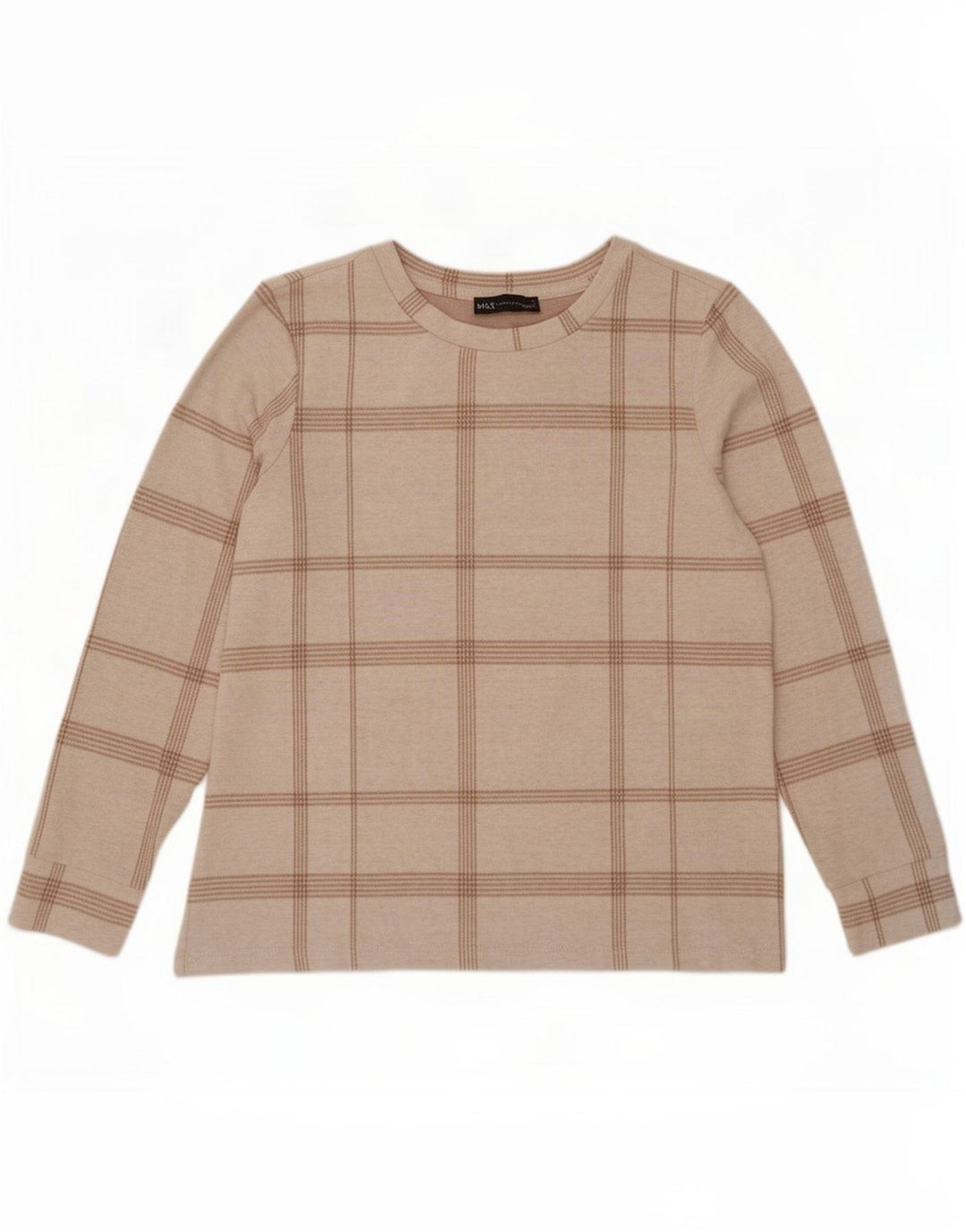 Marks & Spencer Dame Top Langærmet UK 12 Medium Off White Check