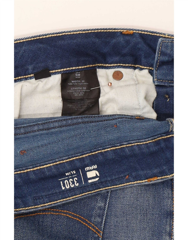 G-Star Herre Slim Jeans W34 L32 Blå Bomuld