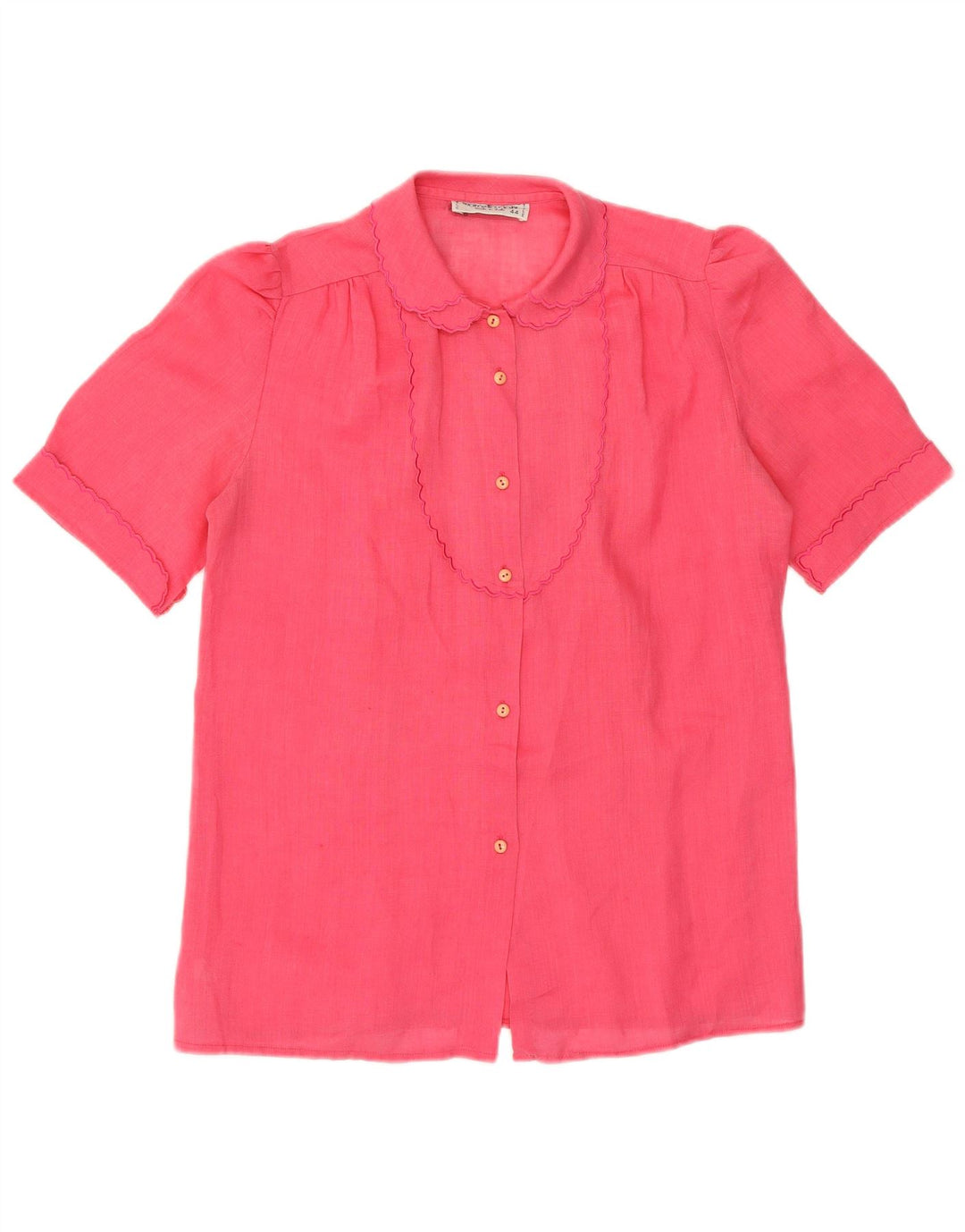 VINTAGE Kortærmet skjortebluse til kvinder IT 44 Medium Pink