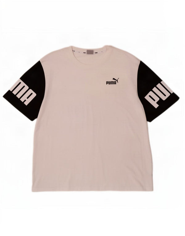 Puma Herre Grafisk T-Shirt Top 2XL Hvid Colourblock