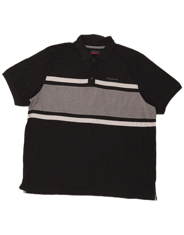 Pierre Cardin Polo Shirt til mænd 4XL Sort Colourblock Bomuld