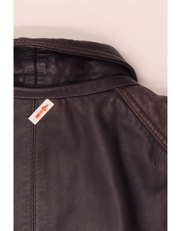 Vintage læderfrakke til kvinder UK 20 2XL Lilla