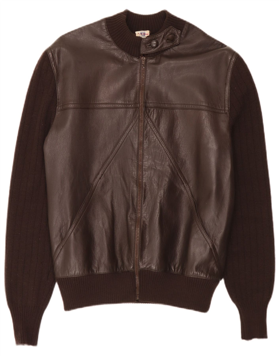 Vintage damestrikket læderjakke IT 44 Medium Brun