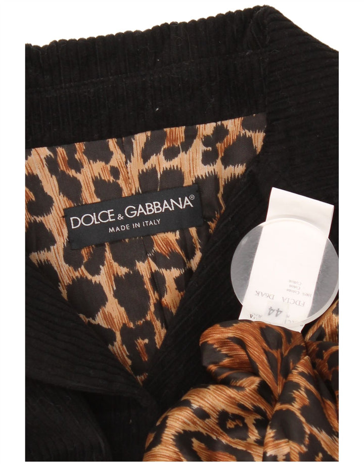 Dolce & Gabbana Damefløjl Frakke IT 44 Medium Sort Bomuld Classic