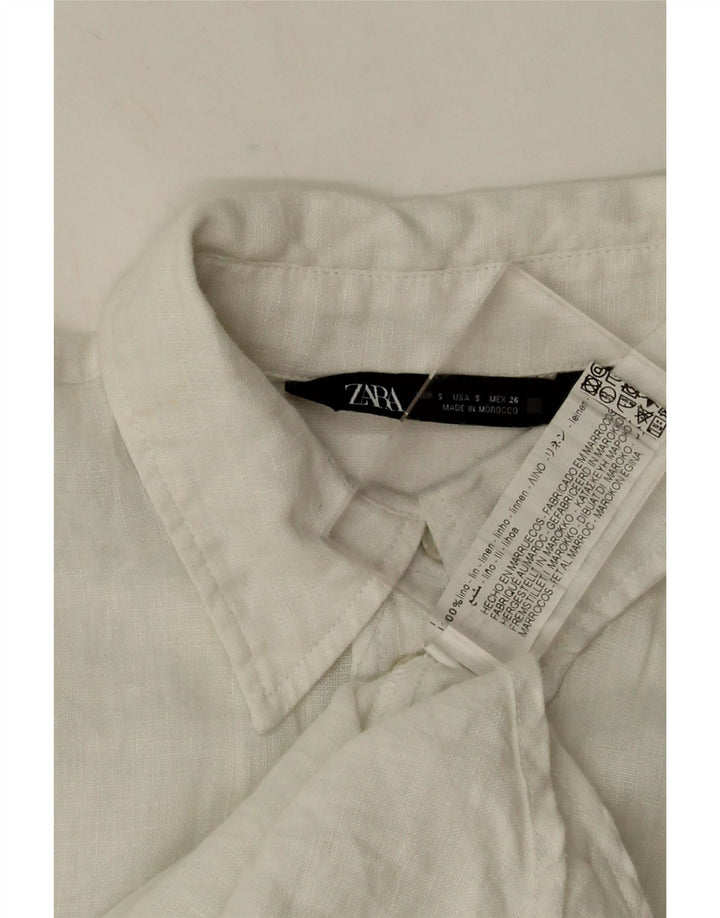 Zara Dame Oversized Shirt UK 10 Small White Linen