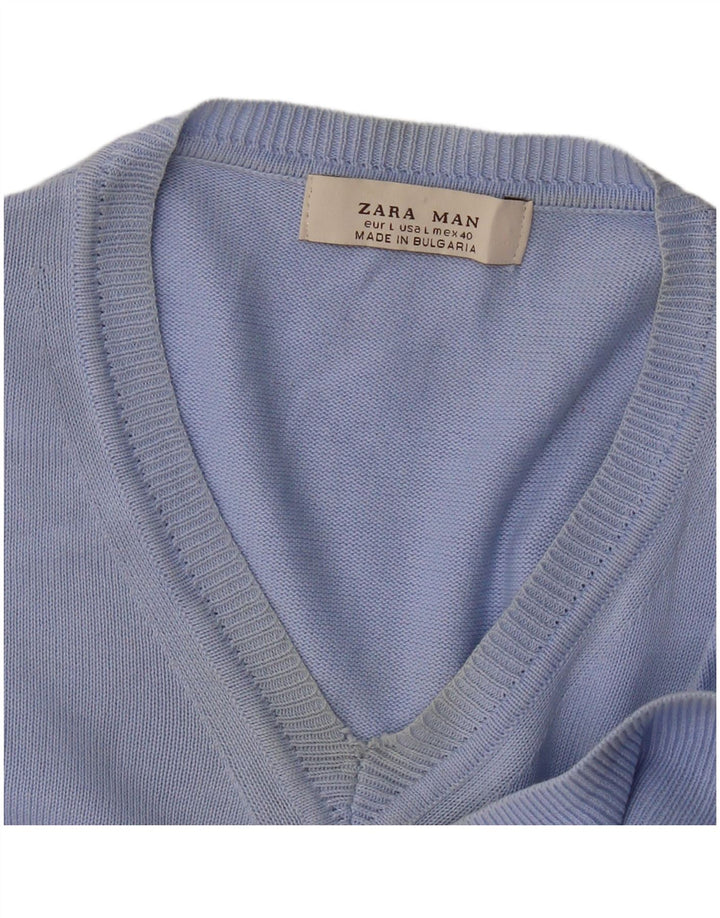 Zara Herre V-hals sweater Stor Blå