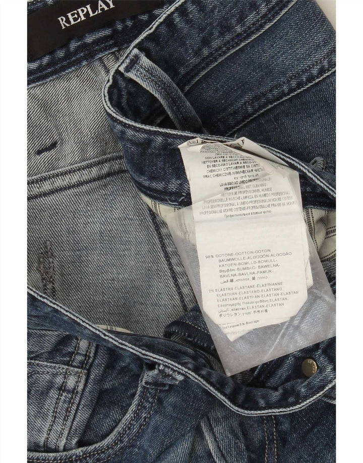 Replay Dame Slim Jeans W34 L32 Blå Bomuld