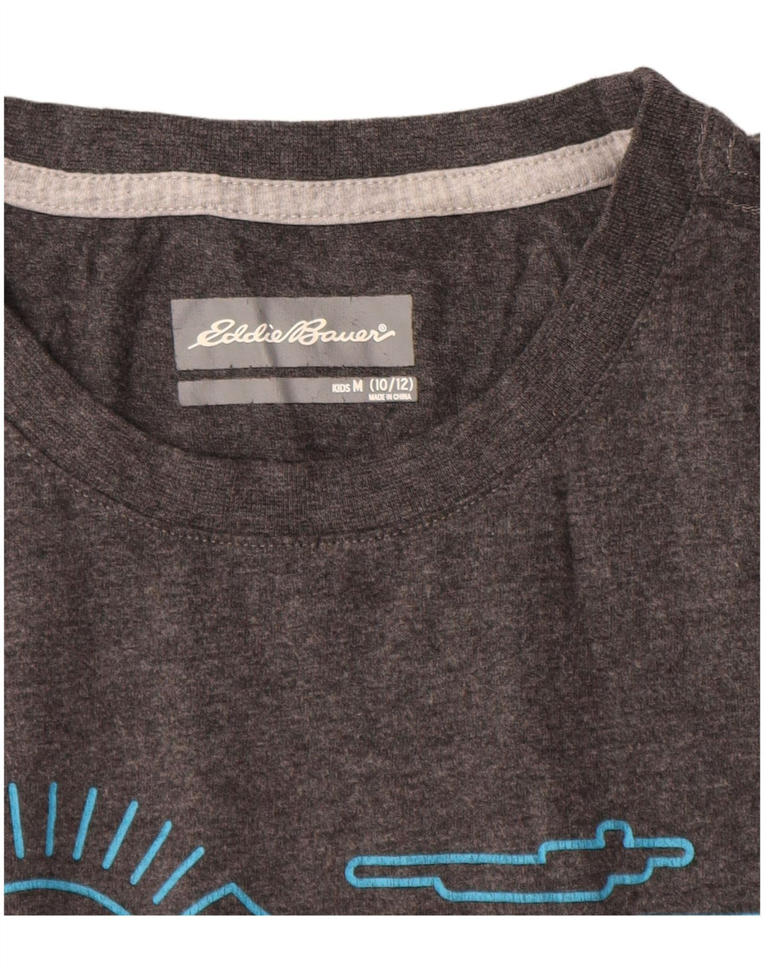 Eddie Bauer drenge grafisk t-shirt top 10-11 år medium grå bomuld natur