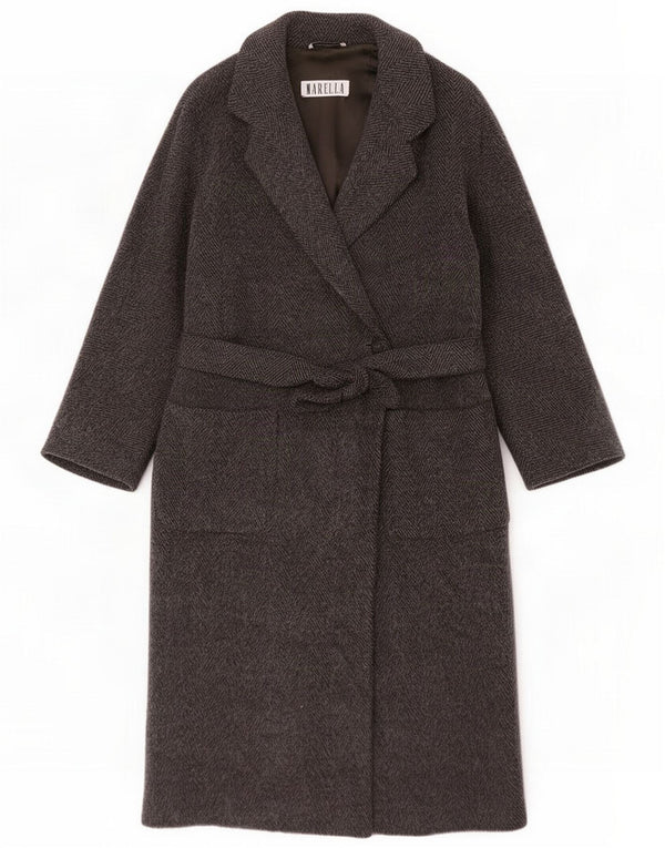 Marella oversize overfrakke til kvinder UK 10 Small Grey Sildebensuld