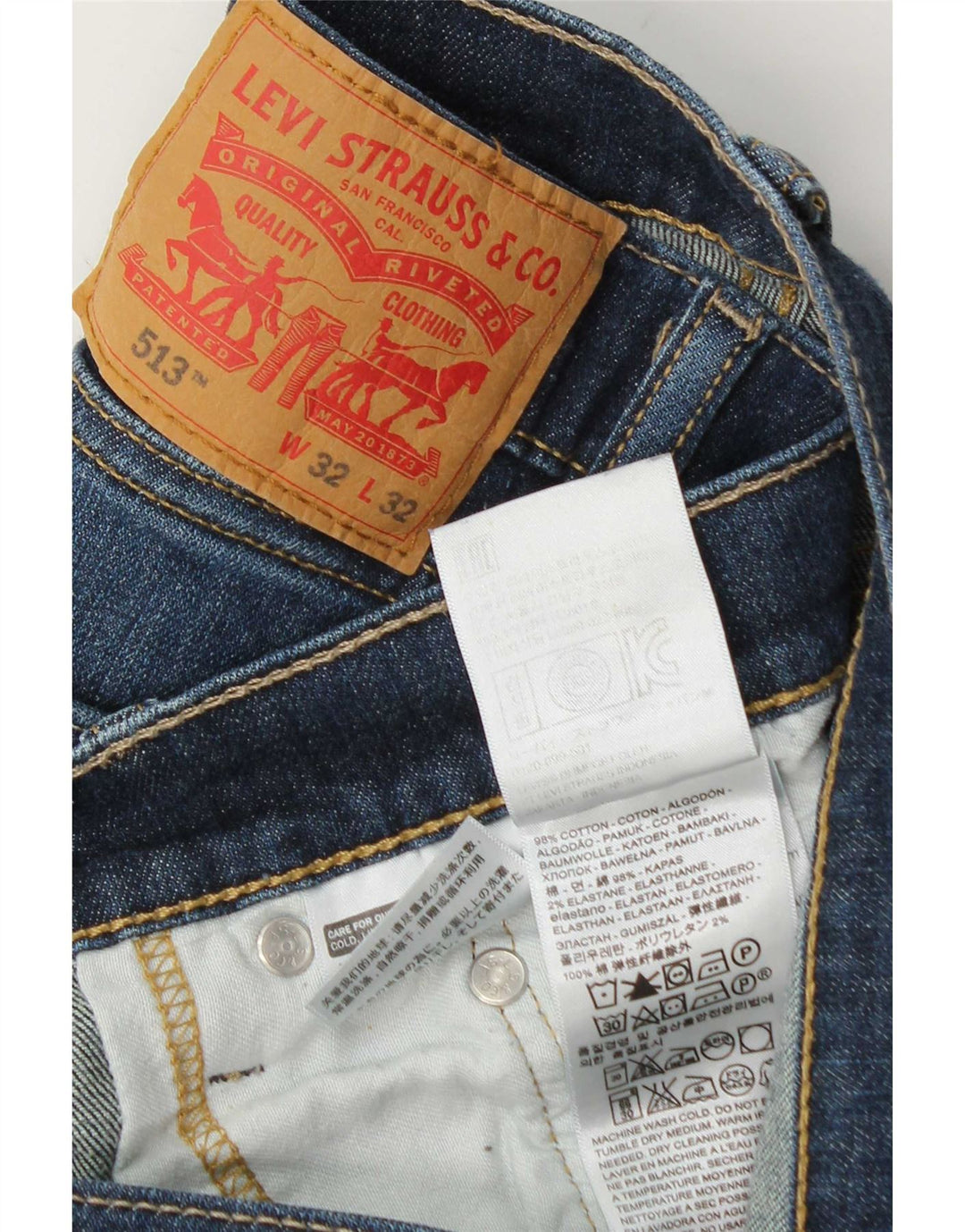 Levi's Herre 513 Straight Jeans W32 L32 Blå Bomuld