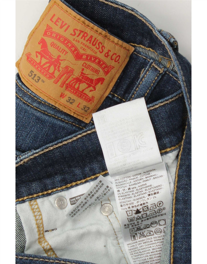 Levi's Herre 513 Straight Jeans W32 L32 Blå Bomuld