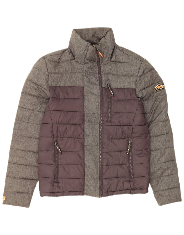SUPERDRY Polstret jakke til mænd UK 36 Small Grey Colourblock Nylon