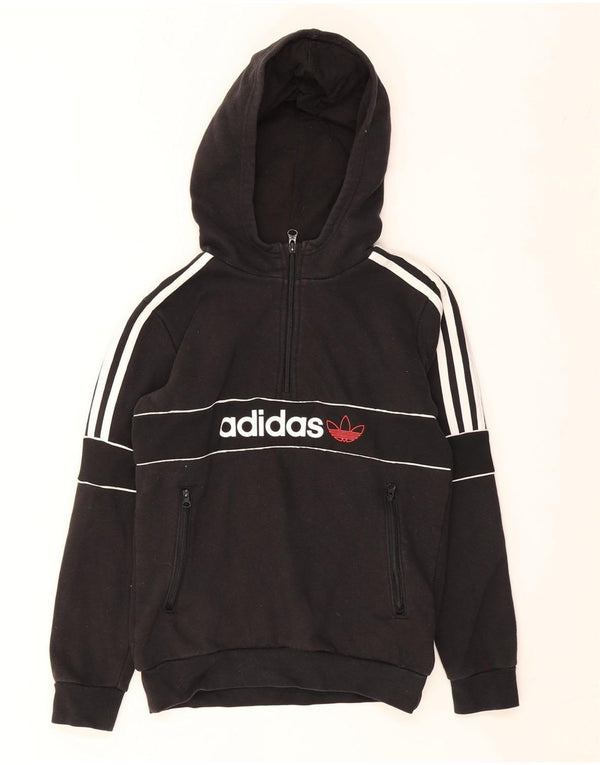 Adidas drenge grafisk hættetrøje med lynlås 11-12 år sort bomuld
