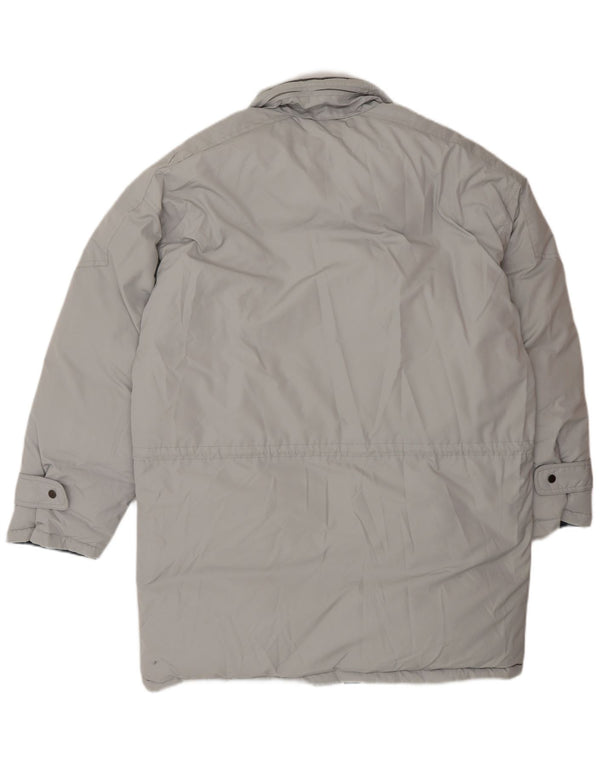 VINTAGE Herre Loose Fit Polstret Frakke UK 36 Small Grey Polyester