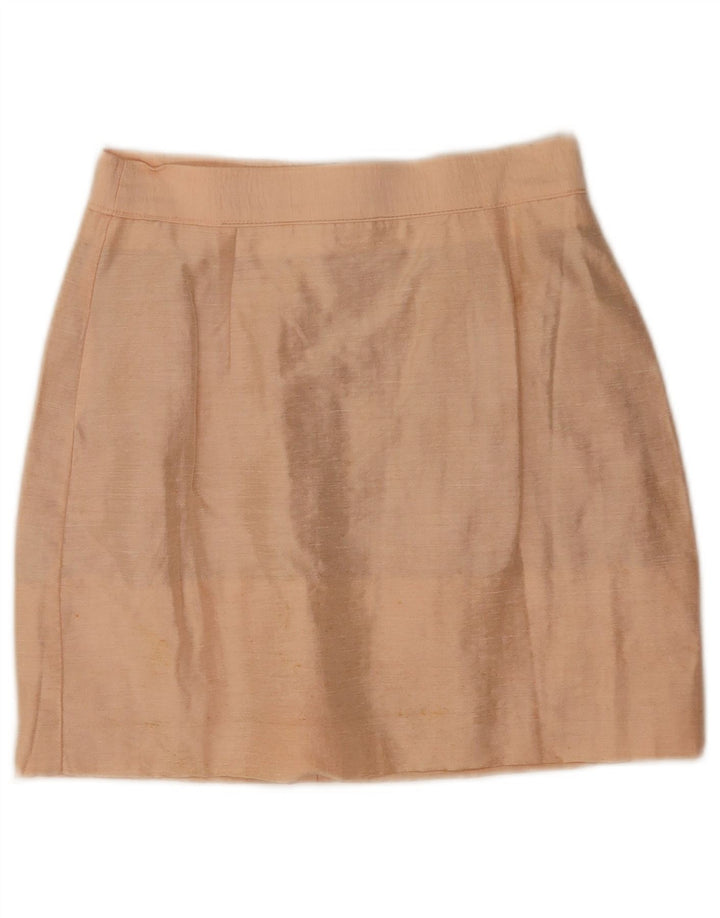 Vintage kvinders højtaljede mininederdel IT 42 Medium W24 Beige
