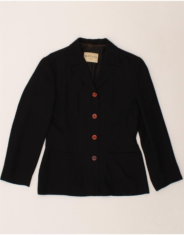 MAX & CO. Womens 4 Button Blazer Jacket UK 12 Medium Black Vintage Max & Co. and Second-Hand Max & Co. from Messina Hembry 