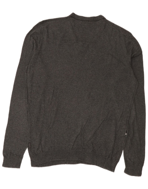 Hugo Boss Herre Slim Fit V-hals sweater Medium Grå Bomuld