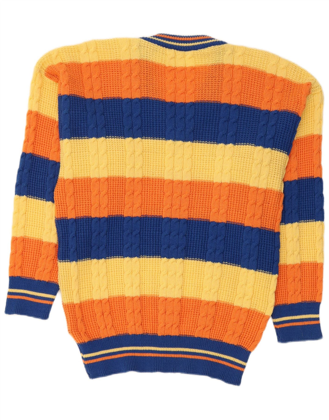 Vintage Herre V-hals sweater Medium Flerfarvet Stribet