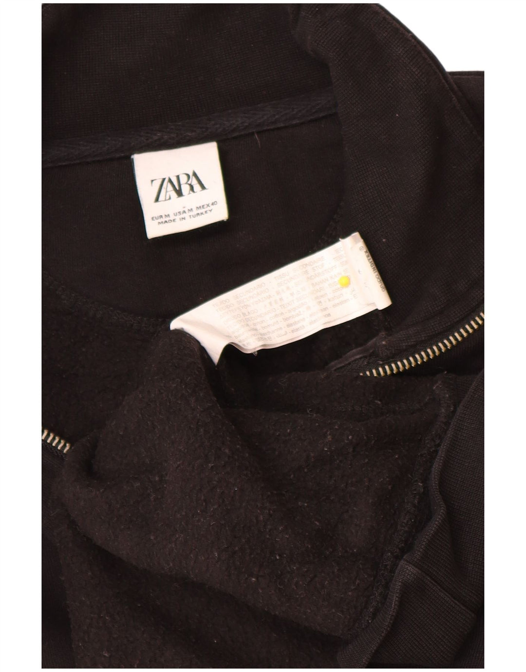 Zara Sweatshirt med lynlås til mænd mellem sort bomuld