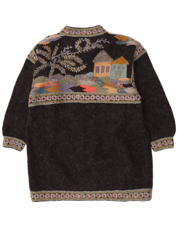 Icelandia Womens Novelty Fit Longline Cardigan Sweater UK 16 Large Black