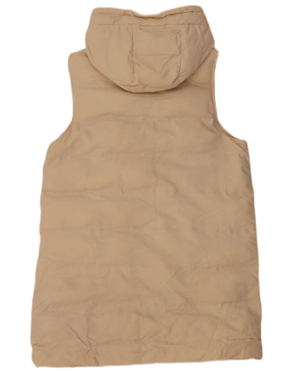 Zara Longline hættetrøje polstret Gilet UK 16 Large Beige Polyester