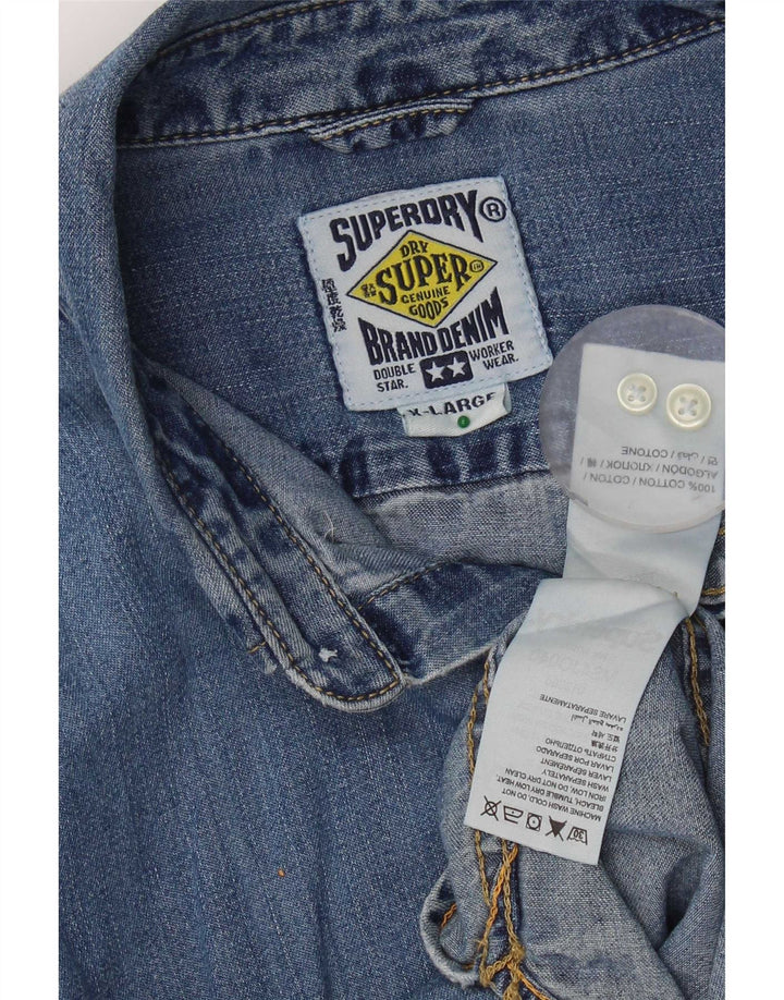 Superdry denimskjorte til mænd XL blå bomuld