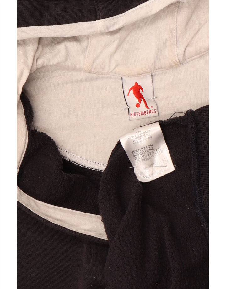 Bikkembergs Dame Button Neck Hoodie Jumper UK 14 Medium Sort Bomuld