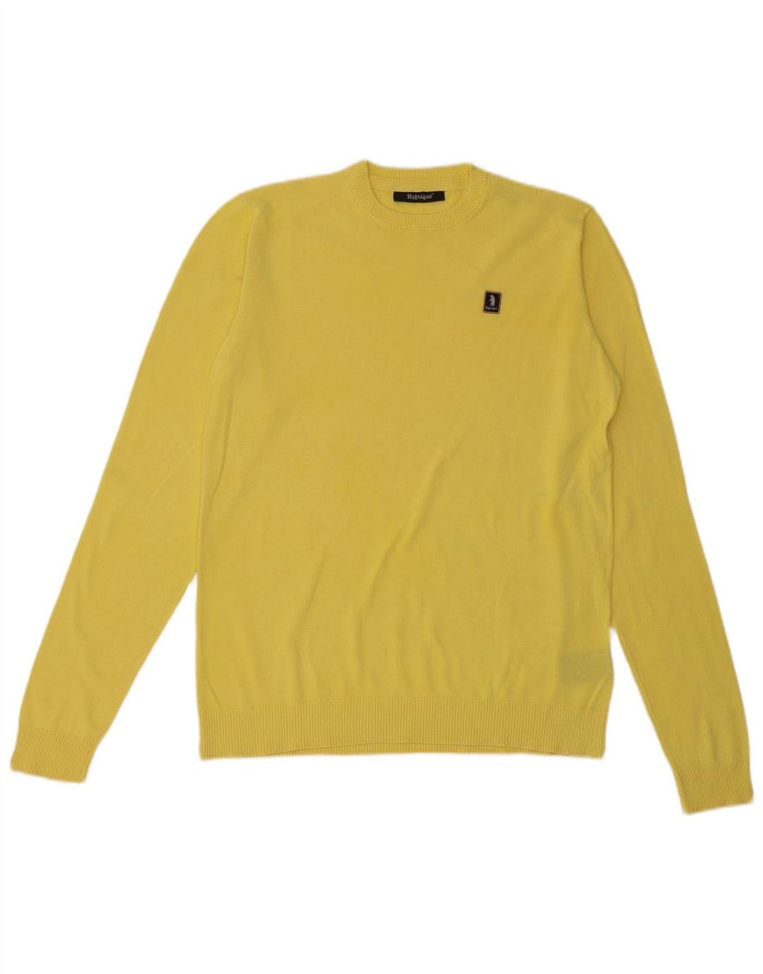 Refrigue Herre Crew Neck Jumper Sweater Medium Gul Bomuld