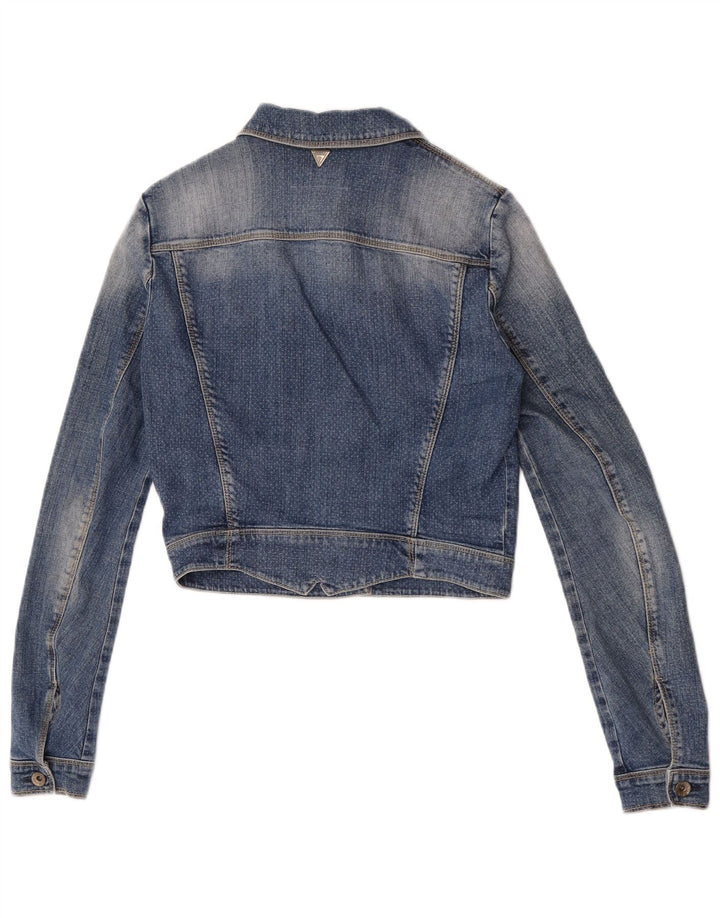Guess Womens Crop denimjakke UK 6 XS Blue Cotton
