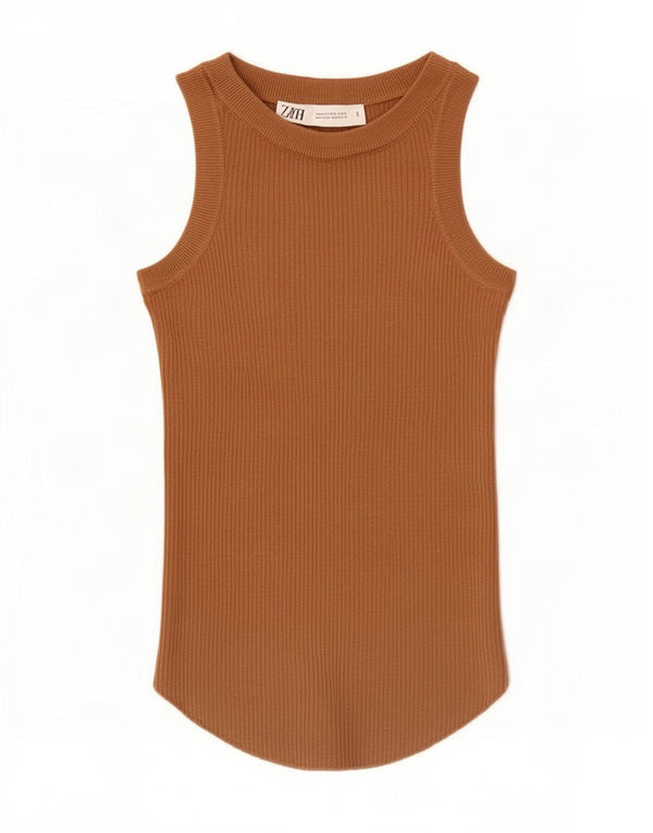 Zara Damevest Top UK 4 XS Brun Viscose