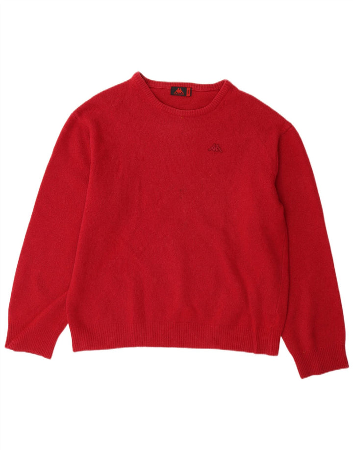 Kappa Herre Boat Neck Jumper Sweater Stor rød lammeuld