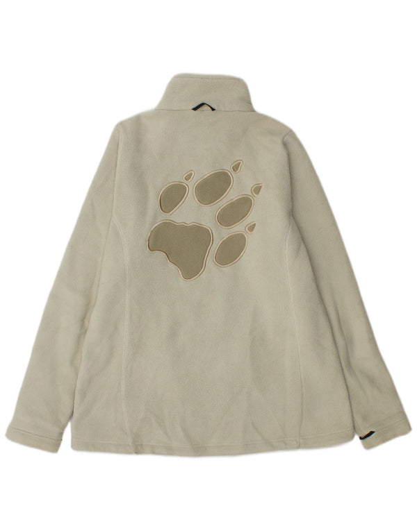 Jack Wolfskin Dame grafisk fleecejakke UK 16 Large Off White Polyester