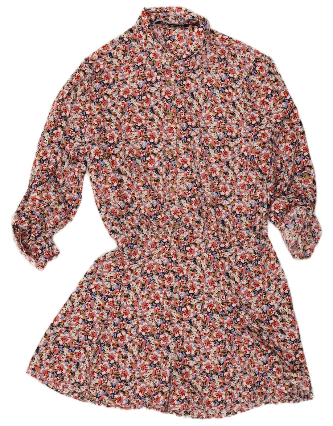 Zara Langærmet Playsuit til kvinder UK 10 Small Multicolored Floral Polyester