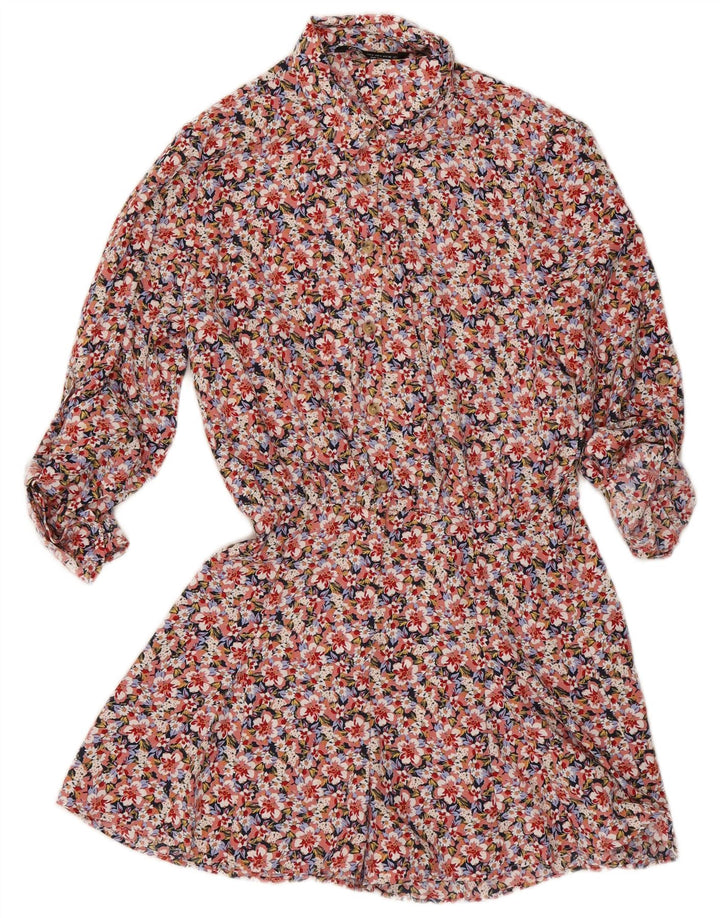 Zara Langærmet Playsuit til kvinder UK 10 Small Multicolored Floral Polyester