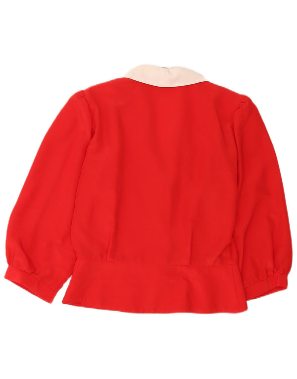 Libra Dame 3/4-ærmet skjortebluse UK 10 Small Red Colourblock Polyester