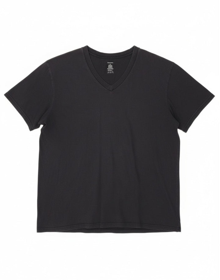 Calvin Klein Herre T-Shirt Top Stor Sort Bomuld