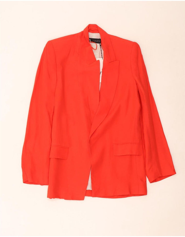 Zara Dame Loose Fit Blazer Jacket UK 10 Small Red Viscose