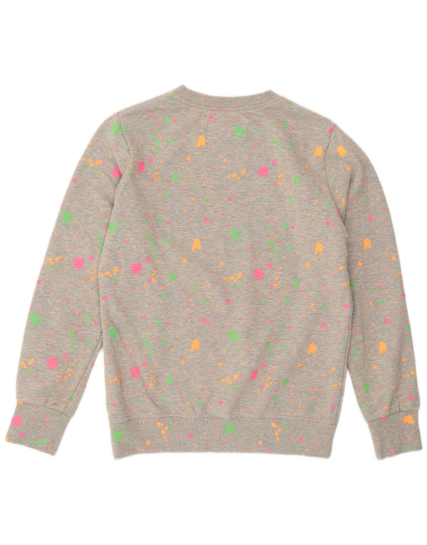 Superdry Dame Sweatshirt Jumper UK 16 Stor grå plettet bomuld