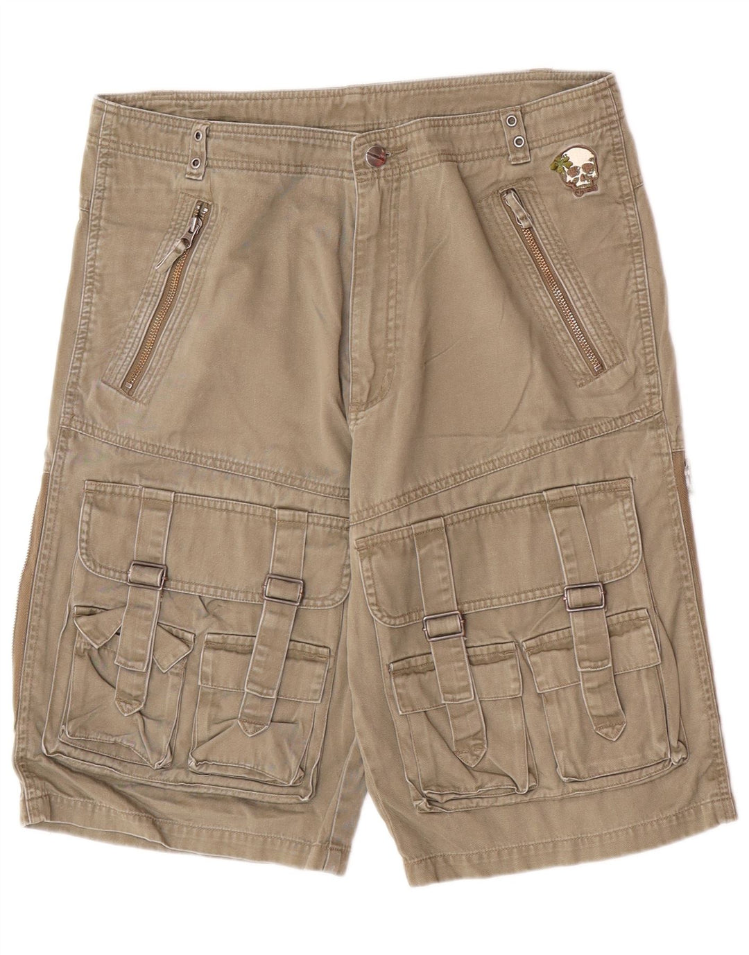 Vintage Herre grafiske Cargo Shorts Large W34 Khaki Bomuld